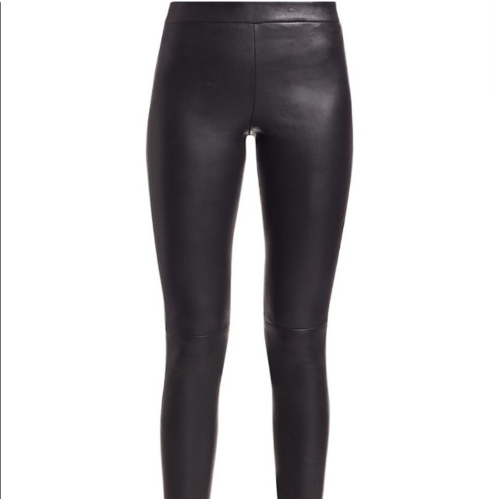 Brand NWT THEORY Size 10 Adbelle L2 Black Bristol Lamb leather Skinny leggings